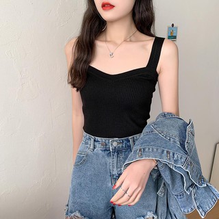 CCVN Áo hai dây dệt kim dáng ôm phong cách thời trang mùa hè 0304