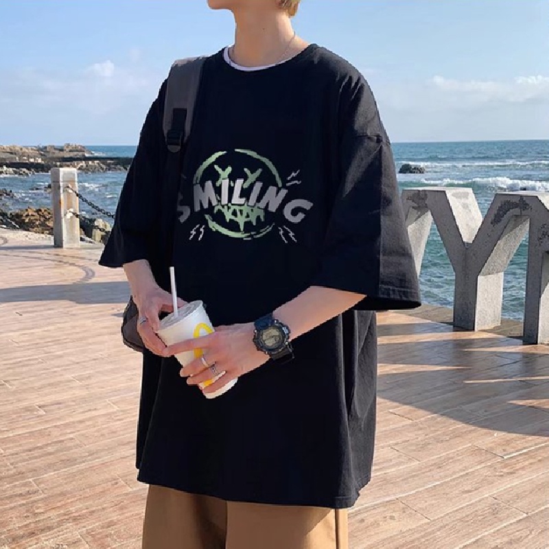 Áo Thun Tay Ngắn Dáng Rộng In Chữ Thời Trang Mùa Hè Cho Nam Size M-8XL