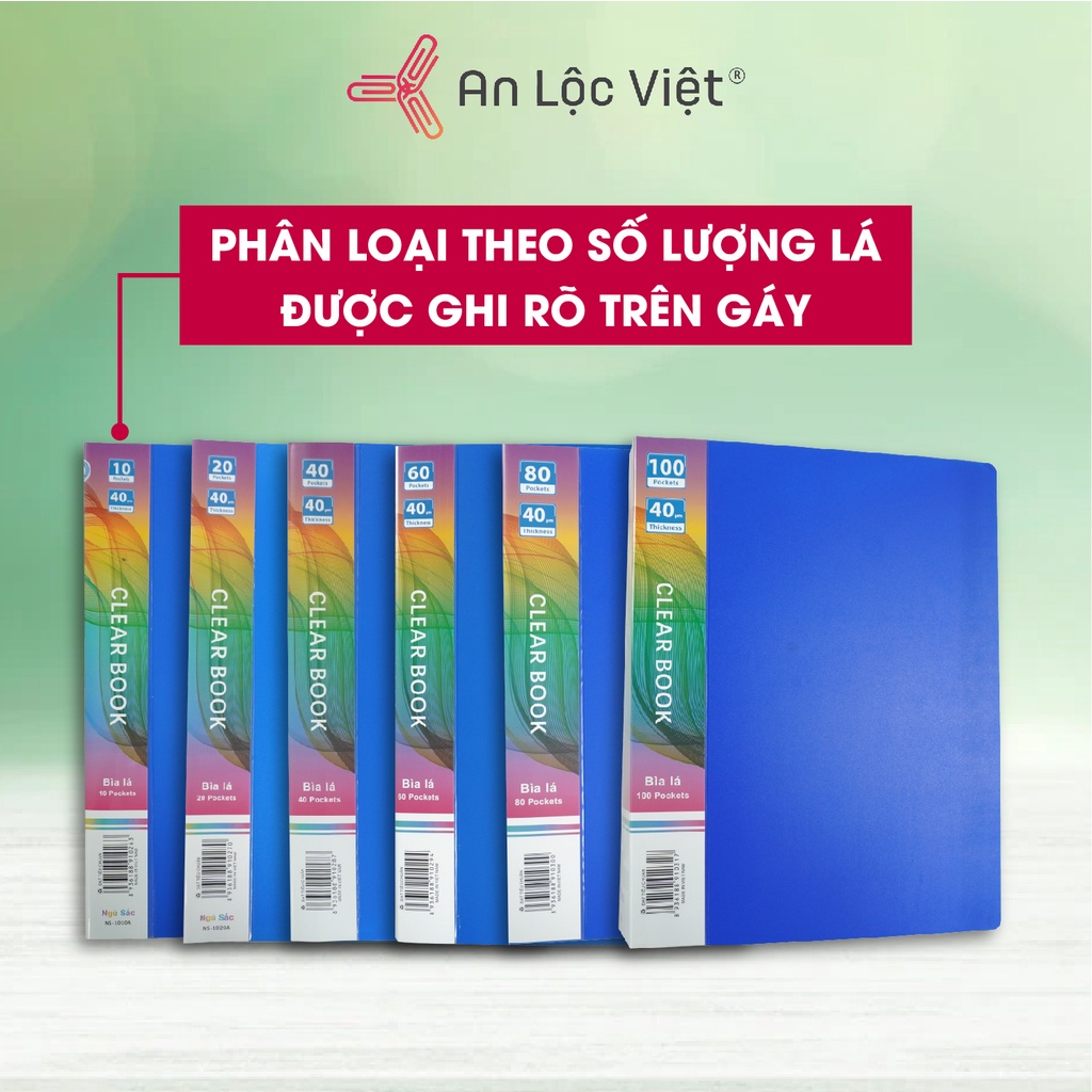 Bìa nhựa nhiều lá khổ A4 ngũ sắc nhựa tốt độ dẻo cao (10 lá  / 20 lá  / 40 lá  / 60 lá  / 80 lá  / 100 lá)