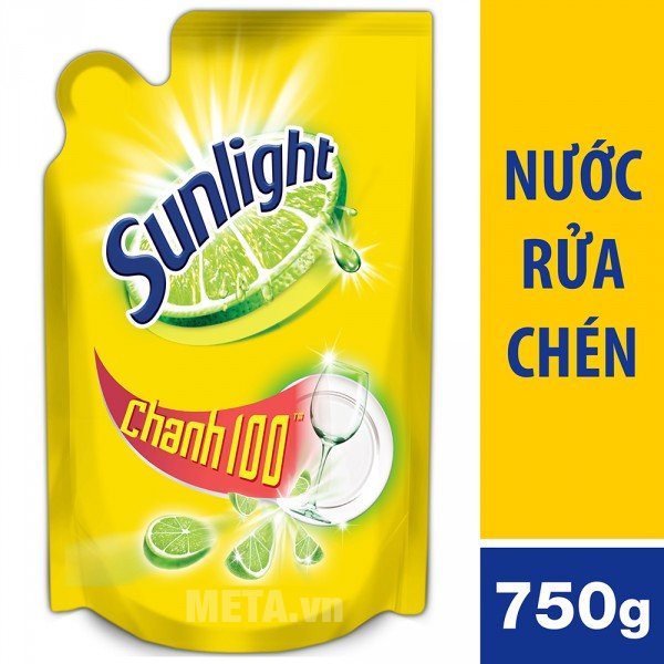 Nước rửa chén Sunlight Chanh 100 chiết xuất chanh tươi túi 750g