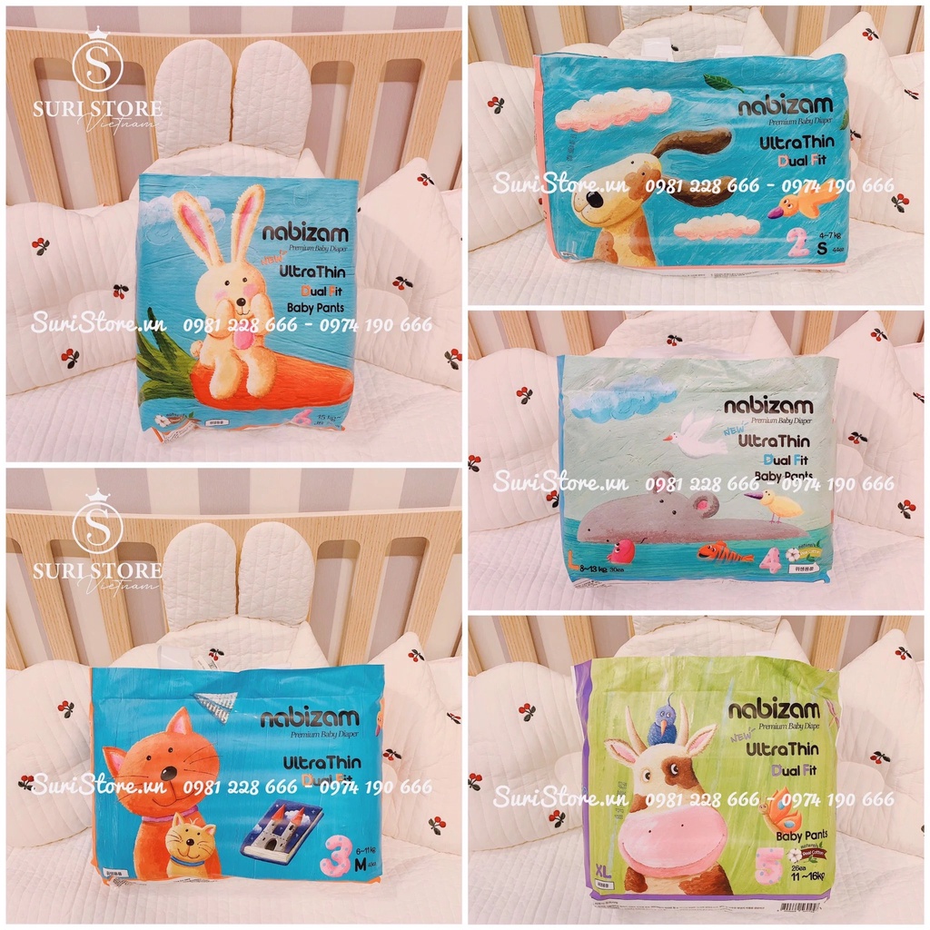 Bỉm dán/quần NABIZAM nội địa Hàn Ultra Thin đủ size S44/M40/L36/XL32/M32/L30