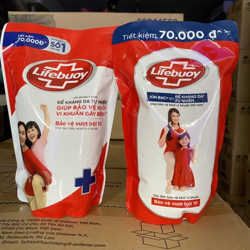 Sữa tắm Lifebuoy Bảo vệ vượt trội 10 (Đỏ) Túi 850ml