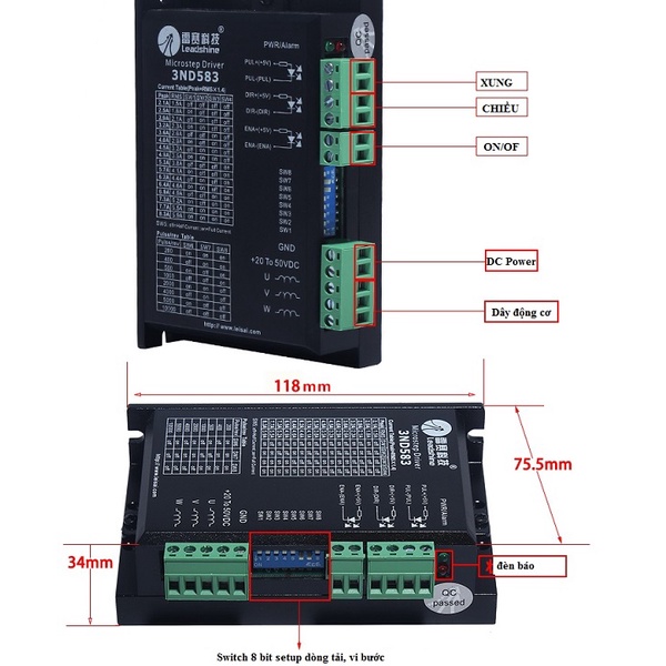 Driver 3ND583 Driver 3DM583 Leadshine điều khiển động cơ bước 3 pha