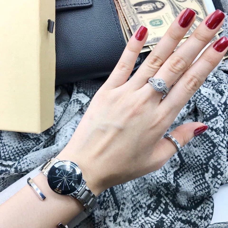 Đồng hồ nữ Halei dây vàng mặt tròn , mặt vuông thời trang sang chảnh, chống nước chống xước không rỉ