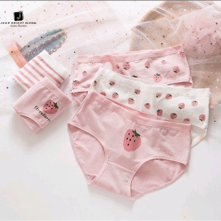 Quần lót nữ cotton hình dâu tây dễ thương - Quần lót cotton
