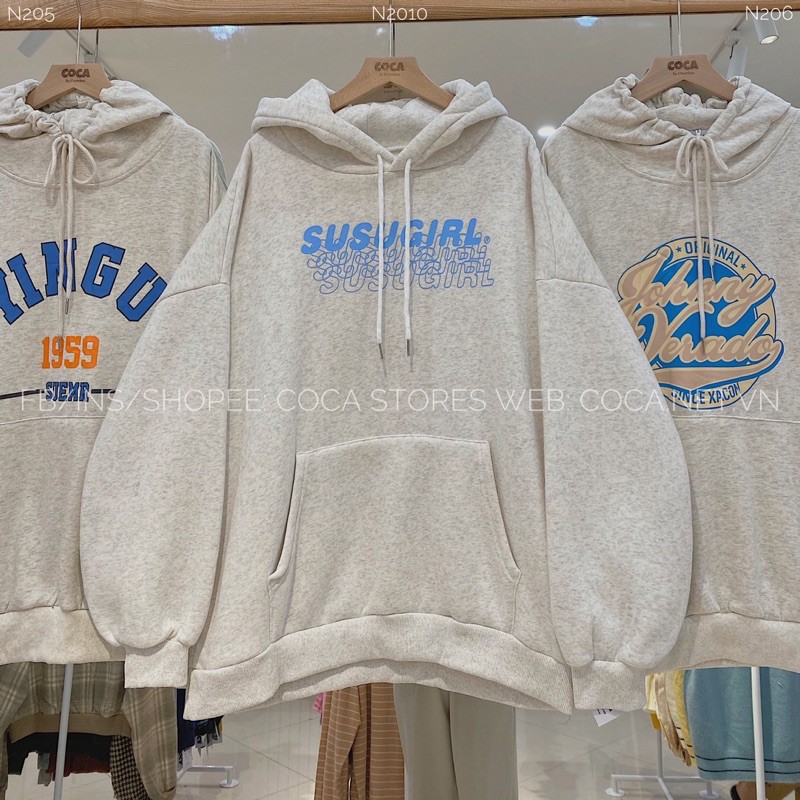 🐷🐷🐷 Áo hoodie nỉ bông mũ 2 lớp SUSUGIRL Hàn Quốc (Có sẵn/ảnh thật) `