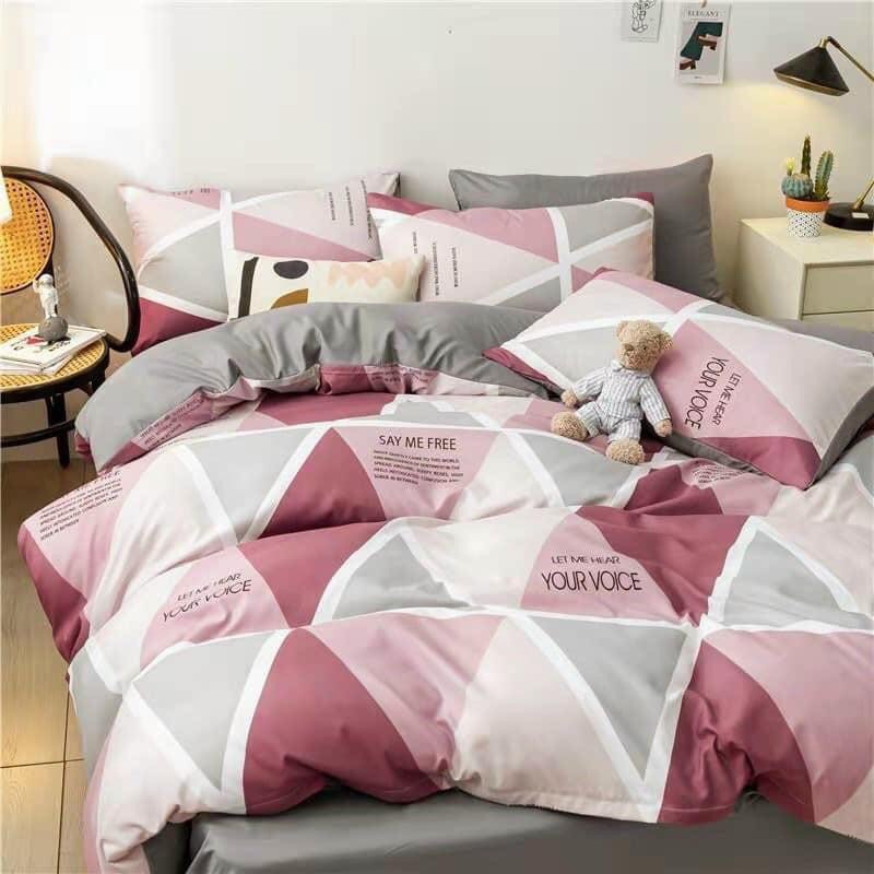 Bộ Drap Giường Chần Bông Cotton Hoạ Tiết Tím Độc Lạ Đẹp Mắt M2x2M M4x2M M6x2M M8x2M (inbox size)