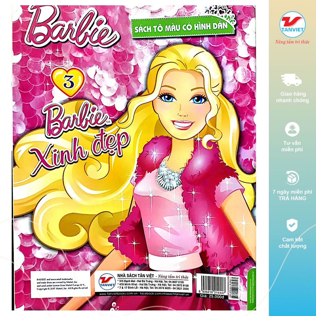 Sách Tô Màu - Barbie Xinh Đẹp 3 (Có Hình Dán)