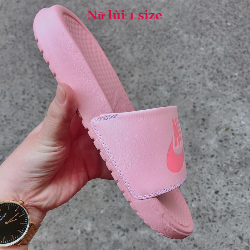 Dép unisex 𝐍𝐈𝐊𝐄 ❤️FREESHIP + Hộp❤️ dép quai ngang thể thao nam nữ mk in 𝐍𝐈𝐊𝐄-𝐁𝐚𝐧𝐚𝐬𝐬𝐢 kèm tag mác, màuhồng-logo-hồng