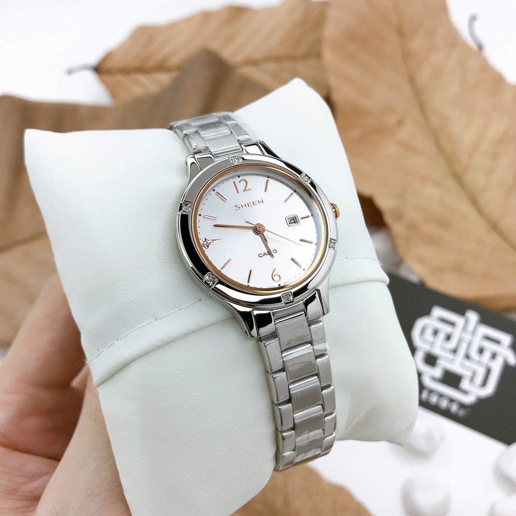 Đồng hồ nữ Casio SHEEN SHE-4533 / SHE-4533D-7A mặt kính Sapphire chống trầy, hàng chính hãng