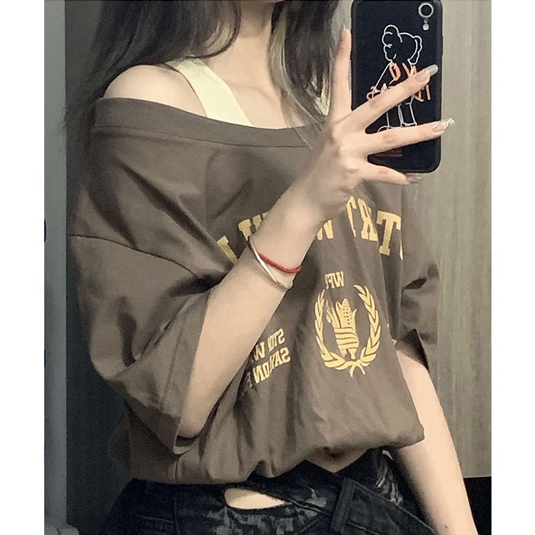 NRVP Áo Thun Ngắn Tay Dáng Rộng Thời Trang Đường Phố Hàn Quốc Cho Nữ
