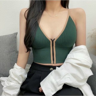 (sẵn)Áo bra thun tăm 4 chiều kéo khóa(5 màu)