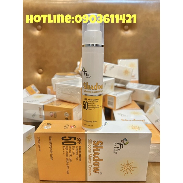 Kem chống nắng Fixderma Shadow Silicone Matte Cream SPF 50+ chống tia sáng xanh 50ml .