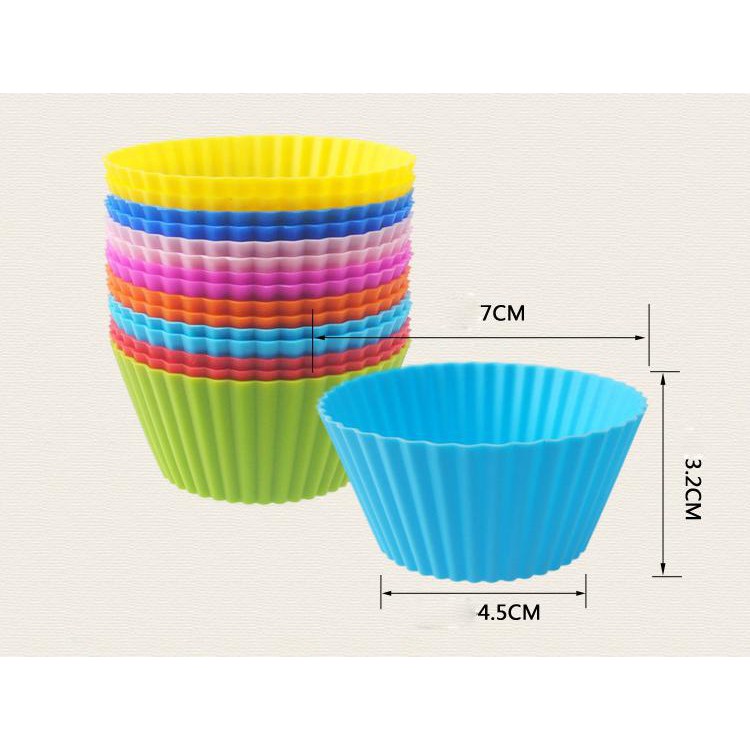 12 Khuôn silicon cupcake tròn 7cm