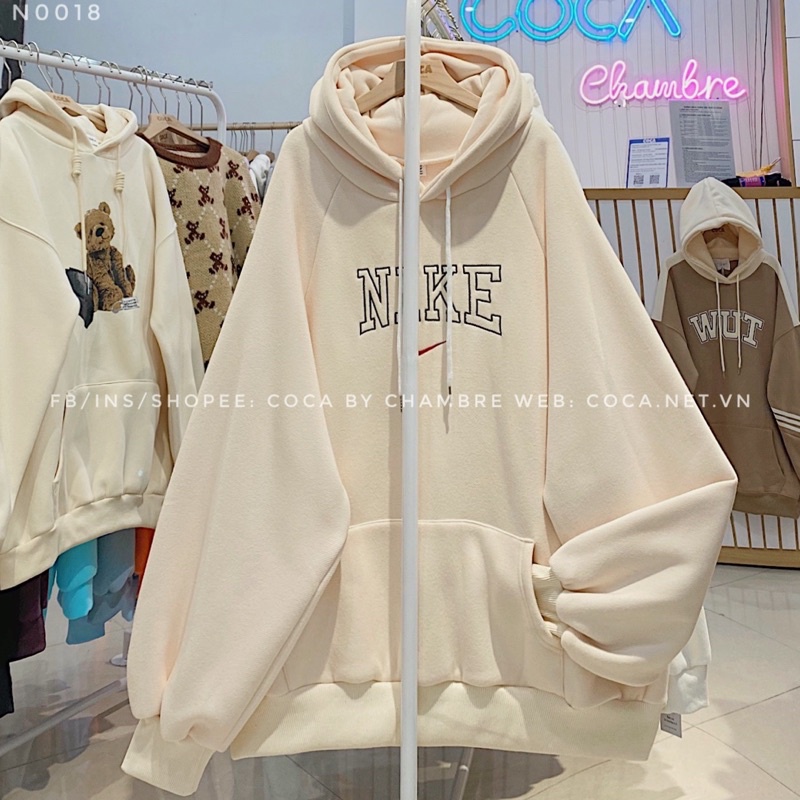 [N0018]🐮 Áo HOODIE nỉ bông dày tay bồng thêu N I K E form to rộng (Có sẵn/ảnh thật) | BigBuy360 - bigbuy360.vn