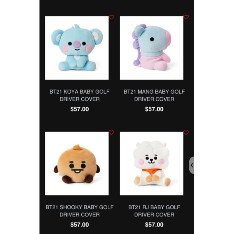 CÓ SẴN GẤU BÔNG BT21 BABY CHÍNH HÃNG GOLF DRIVER