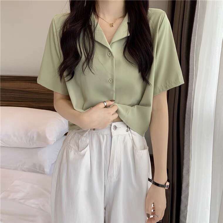 Áo sơ mi nữ cổ vest ngắn tay form rộng công sở nhiều màu mẫu mới trendy siêu hot 2022 VAVASA SM20