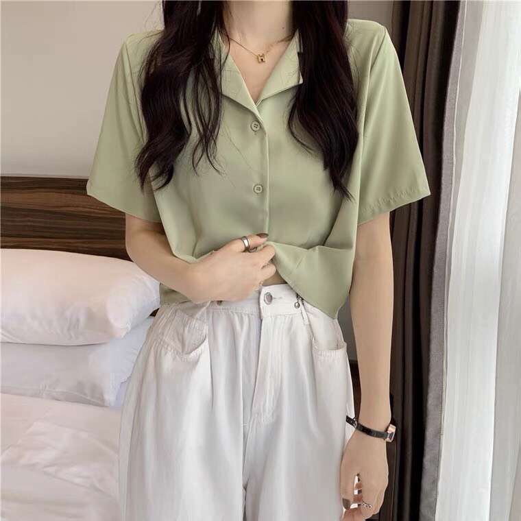 Áo sơ mi nữ cổ vest ngắn tay form rộng công sở nhiều màu mẫu mới trendy siêu hot 2022 VAVASA SM20 | BigBuy360 - bigbuy360.vn