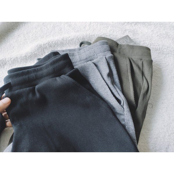 Quần JOGGER VNXK Unisex Nam Nữ Thun Gân 3 màu ĐEN, XÁM, LÍNH AGE2X Chính Hãng.