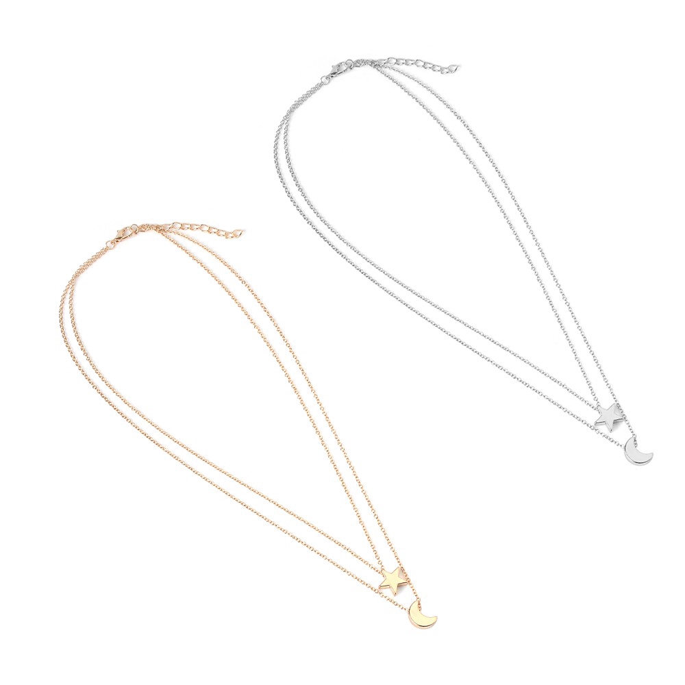 Dây Chuyền Mặt Trăng Và Ngôi Sao Đơn Giản Phong Cách Boho