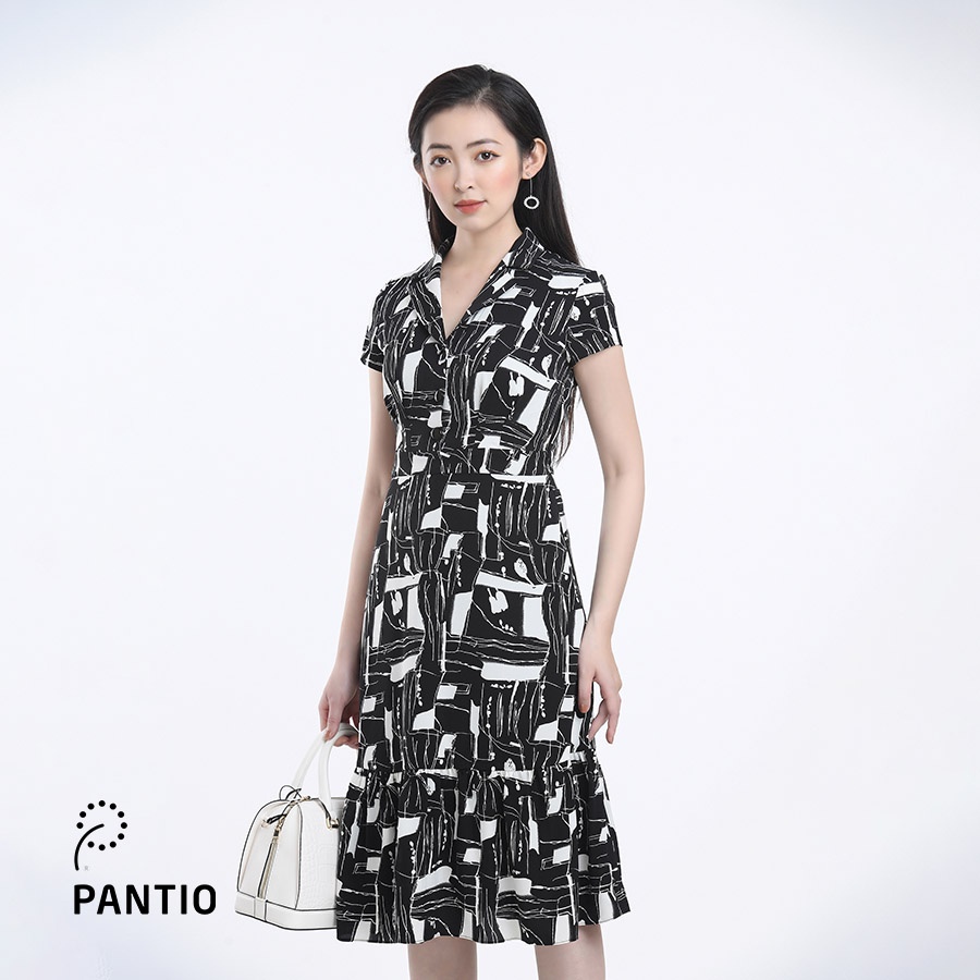ĐẦm công sở chất liệu lụa cát họa tiết độc đáo dáng suông FDC12700 - PANTIO