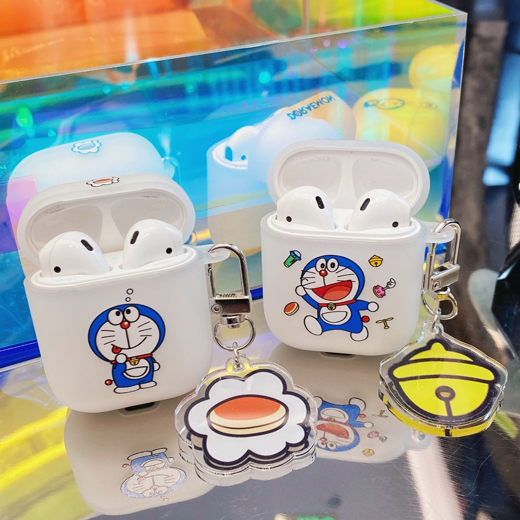 Vỏ bảo vệ hộp sạc tai nghe Airpods Pro 1 2 3 bằng TPU hình chú mèo gắn chuông với mặt trang sức