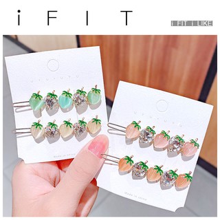 Kẹp tóc iFIT đính đá Opal hoạ tiết trái dâu xinh xắn dễ thương phong cách Hàn Quốc