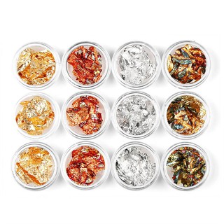 Set 12 Giấy Nhún Bạc Trang Trí Nail 4 Màu