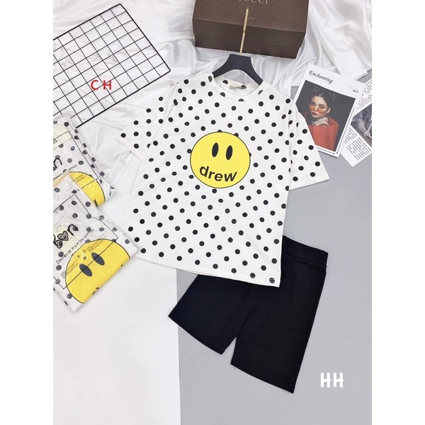 Bộ áo chấm bi mặt cười vàng CH12