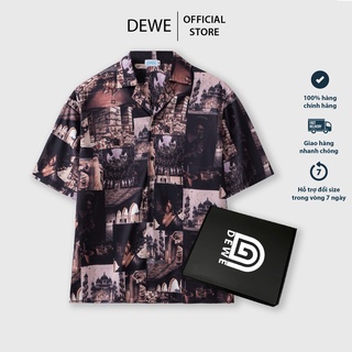 Áo sơ mi nam ngắn tay DEWE, vải lụa nhập khẩu chống nhăn thoáng mát, họa tiết Picture - DEWE Cuban Shirt