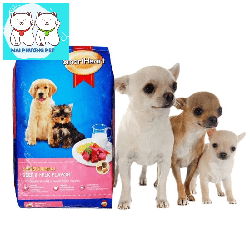 Thức ăn hạt cho chó con Smartheart Puppy 400g (hanpet 215) vị sữa và bò