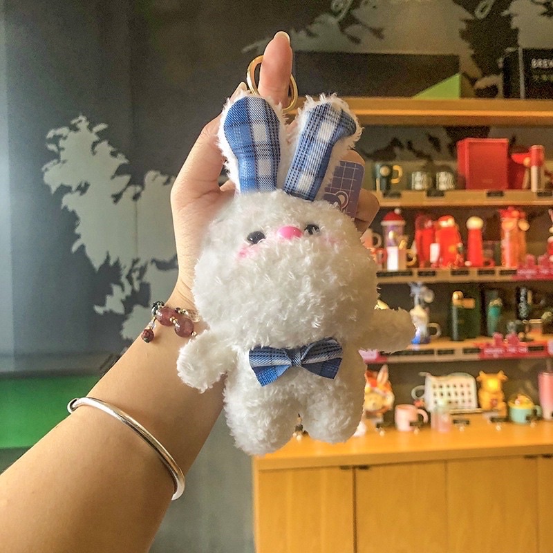 Móc khóa Thỏ Bông Đeo Nơ Gấu  Bông treo balo túi xách móc khóa dễ thương Balo Ulzzang Unisex