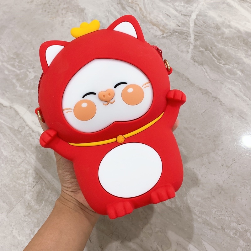 Túi Đeo Chéo Bằng Silicon HELLO KITTY Xinh Xắn Cho Mẹ & Bé Gái