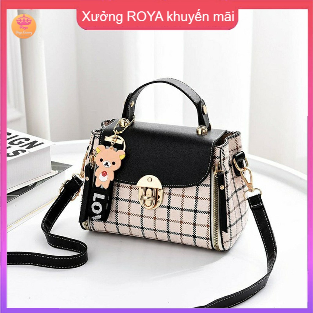 Túi xách nữ  FREESHIP  Túi Xách Nữ Đẹp 90c caro kèm gấu Thời Trang Siêu Đẹp Thiết Kế Thanh Lịch HÌNH THẬT SHOP TỰ CHỤP