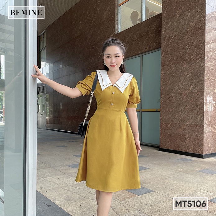 Đầm cổ tầng cánh bướm tay phồng BEMINE MT5106VANG