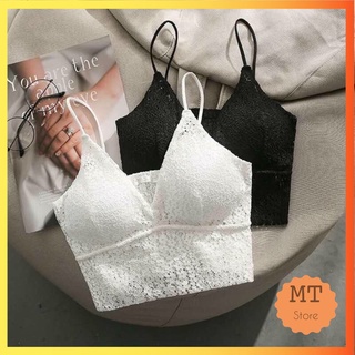 Áo bra lỡ 2 dây ren tone màu đen trắng kèm mút nâng ngực