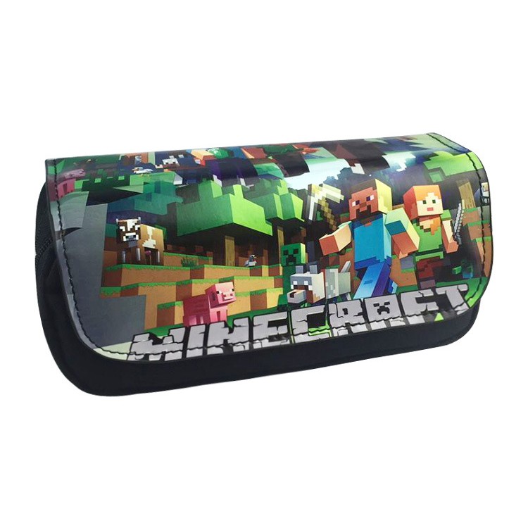 Minecraft PU Canvas Cartoon Pencil Case Boys and Girls School Supplies Wallet Gifts
