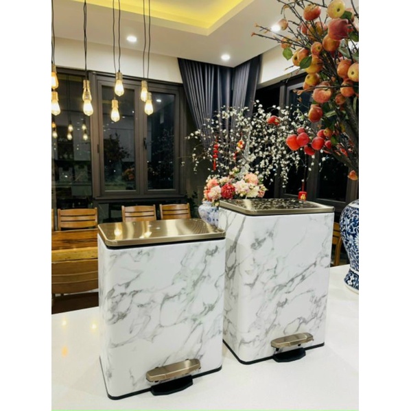 Thùng rác chân đạp thép cacbon phong cách hiện đại