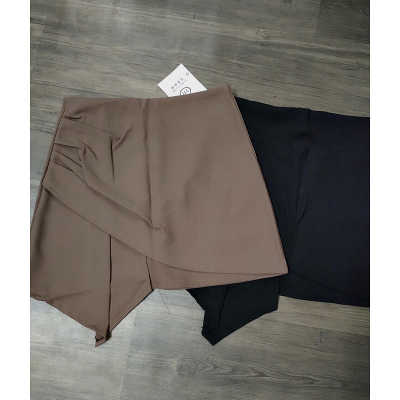 Chân váy ngắn thiết kế lệch vạt cạp cao ảnh thật mẫu mặc cuối