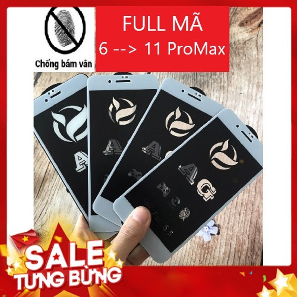 Kính Cường Lực Iphone Full Màn Chống Vân Tay Nhám AG Tốt Nhất 6/6s/6plus/7/7plus/8/8plus/X/XR/XSMaX/11/11promax/se2020