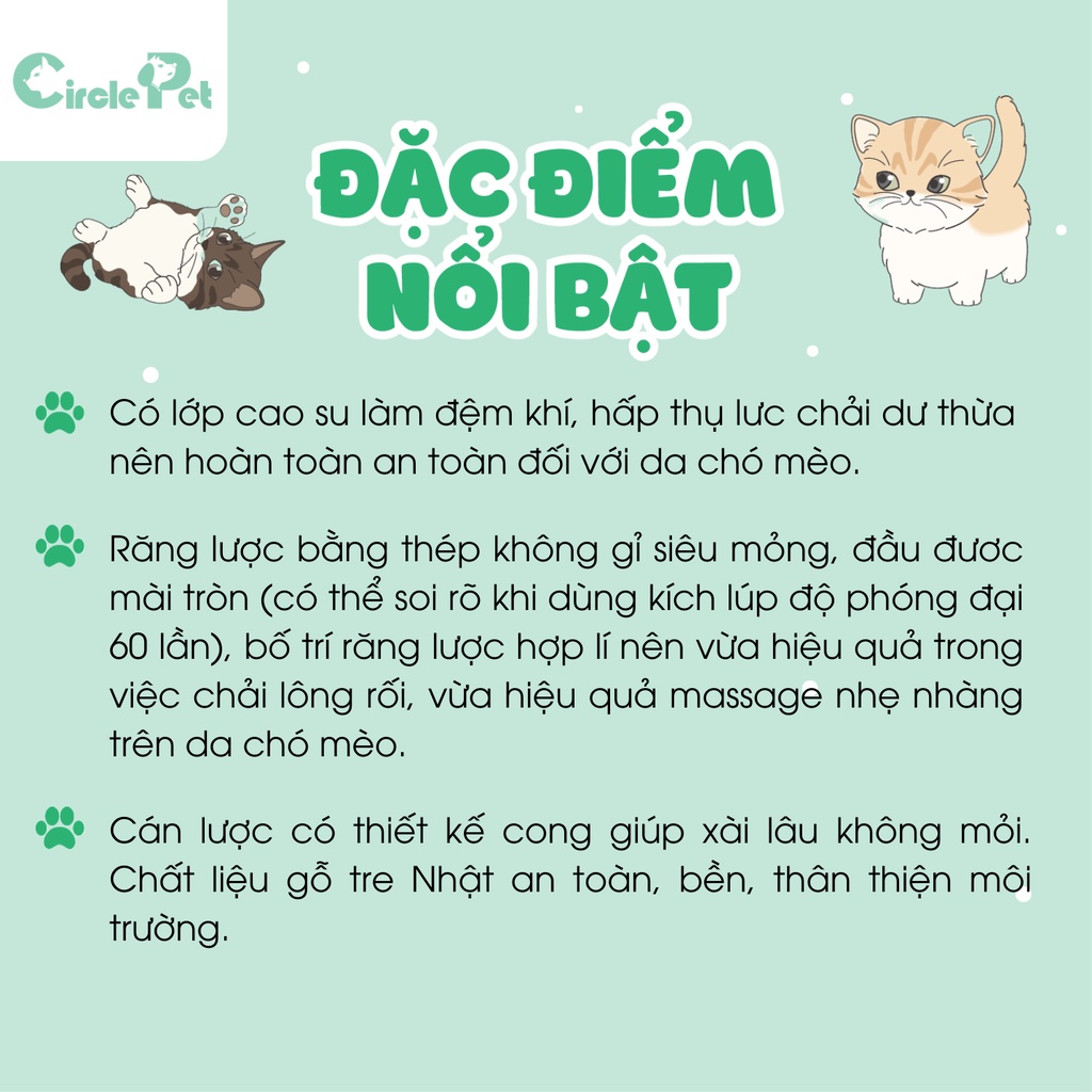 Lược Gỡ Lông Rối Chó Mèo TOPDOG - FN-S823S-Z-14  Loại Bỏ Lông Rối Lông Rụng Cho Thú Cưng Size S/M/L - Circle Pet