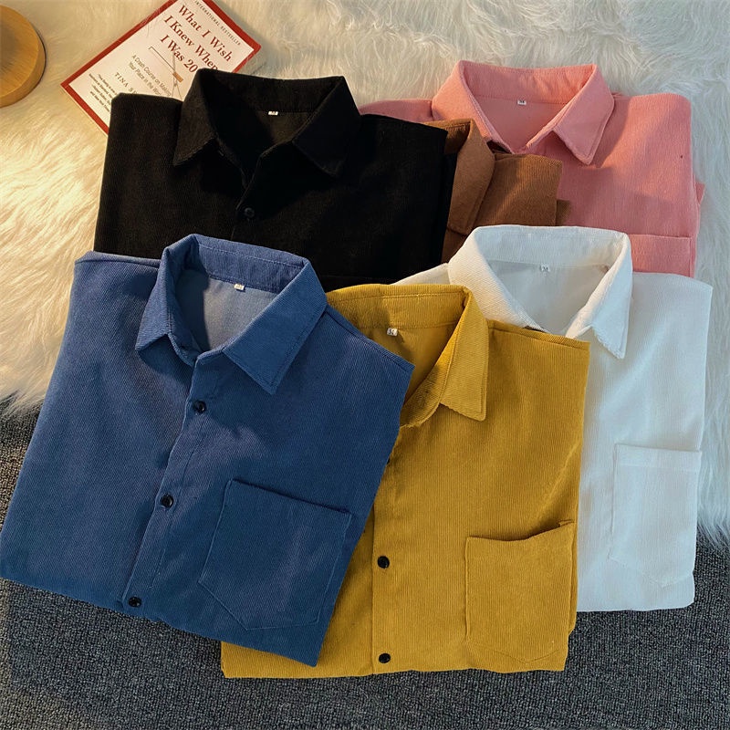 Áo Sơ Mi Tay Dài Dáng Rộng Màu Sắc Đơn Giản Phong Cách Hàn Quốc Cho Nữ