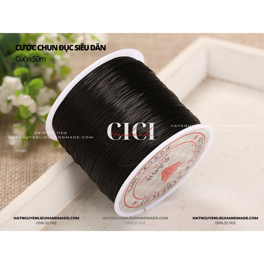 Cước chun đục siêu dãn Cici Handmade hạt cườm nguyên liệu tự làm kẹp tóc cô dâu đính kết làm vòng tay