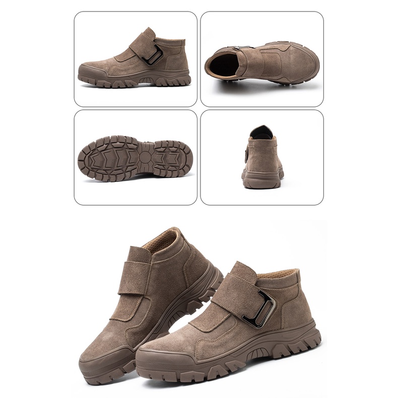 Giày bảo hộ không dây Safety Leader chống đinh, chống dập ngón và chống trơn trượt chính hãng da bò, thời trang