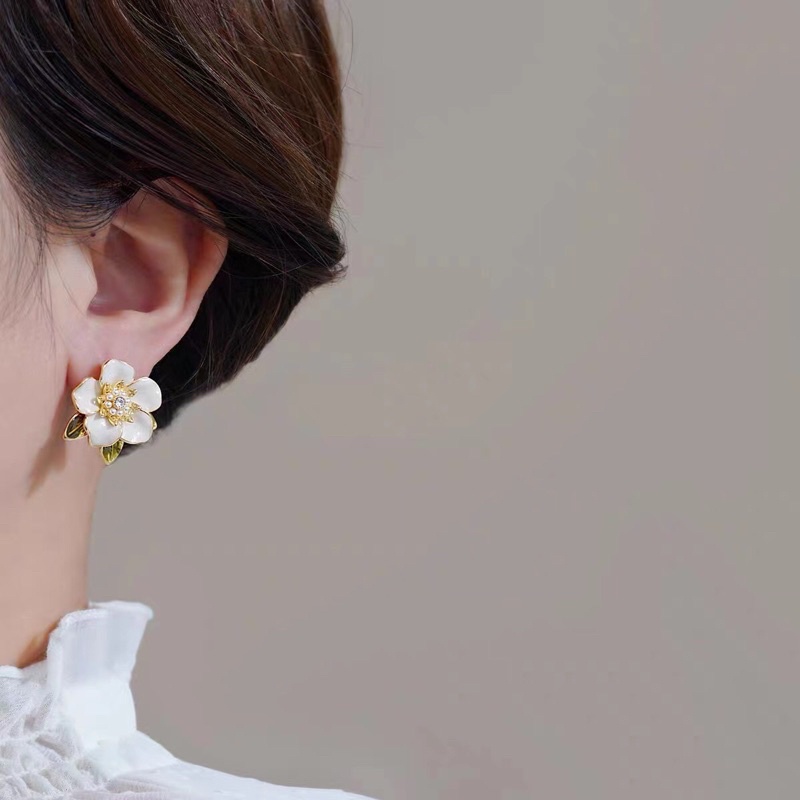 Bông Tai Hình Hoa Trà Thời Trang Hàn Quốc Phong Cách Tiểu Thư Siêu Sang Chảnh Dự Tiệc Mainia Shop