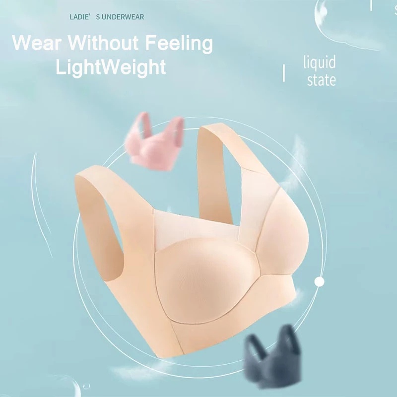 Finetoo L-3XL Áo Ngực Không Đường May Cổ Chữ V Khoét Sâu Màu Trơn Phối Ren Gợi Cảm Cho Nữ Cỡ L-3XL