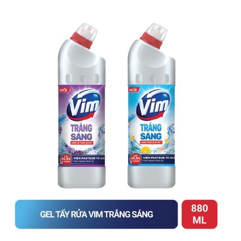 Nước Tẩy Bồn Cầu Vim Trắng Sáng Than hoạt tính &amp; Lavender Chai 880ml (đủ 2 mùi best seller)