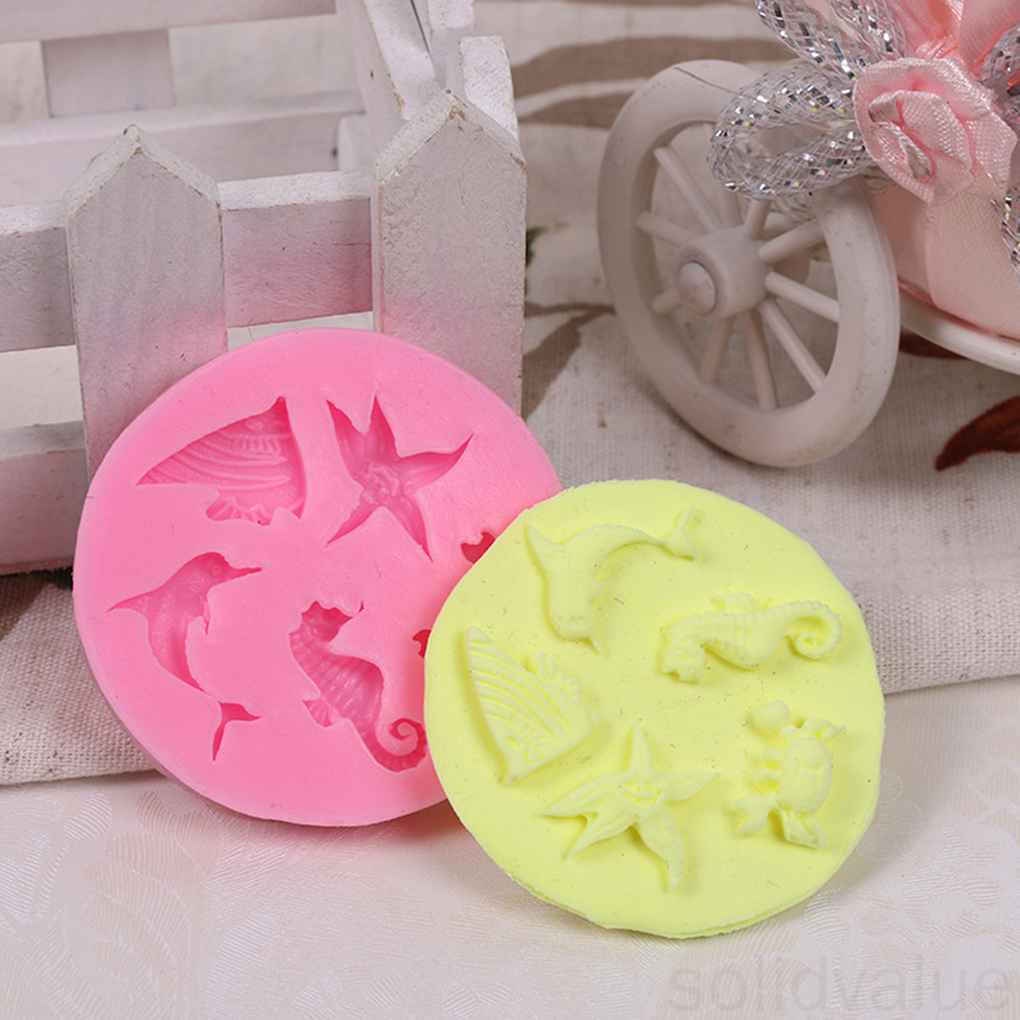 Khuôn Silicon Làm Bánh / Xà Phòng / Bánh Mousse Hình Cá Ngựa Biển Diy 1 Cái
