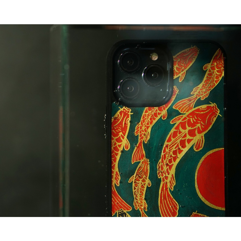 Ốp da Đỏ Case -  Mẫu Cửu Ngư Hội Thủy - Ốp lưng iphone/samsung Docase.vn