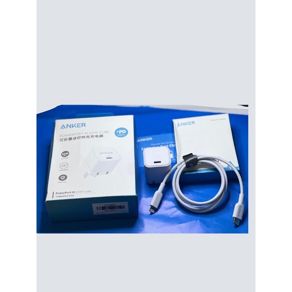 Bộ Sạc Nhanh PD20W Anker A2149 Chân Gập + Cáp Sạ A8632 0.9M MFI Dành Cho Iphone 8-13Promax -Chính Hãng